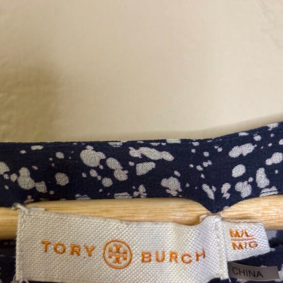 Tory Burch Silk Navy flowy Blouse tunic adjustable cinched sides medium large - Picture 3 of 6